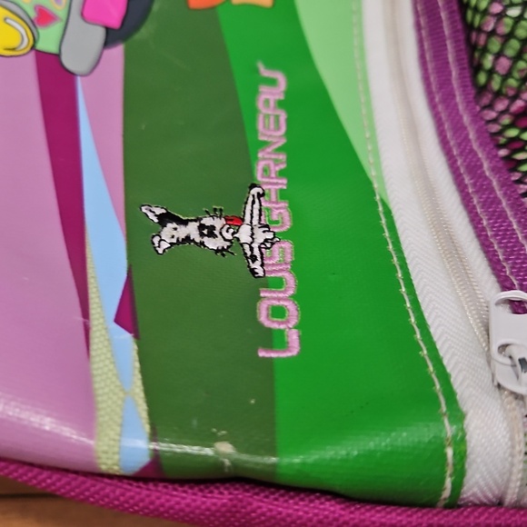 Louis Garneau purple and green girl's physical education gym bag backpack - Picture 7 of 8